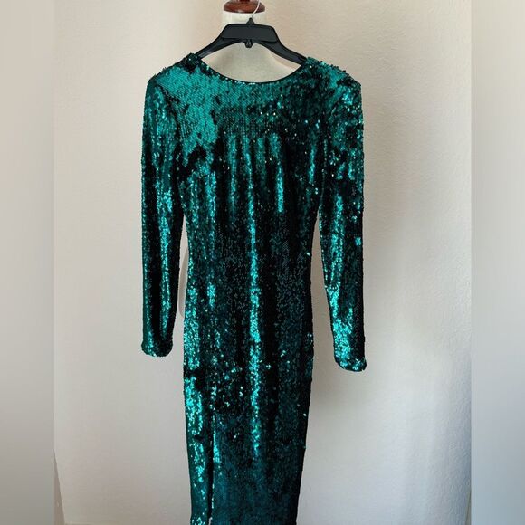 Dress The Population Natalie dress in emerald green sequins holiday cocktails XS - Picture 6 of 15